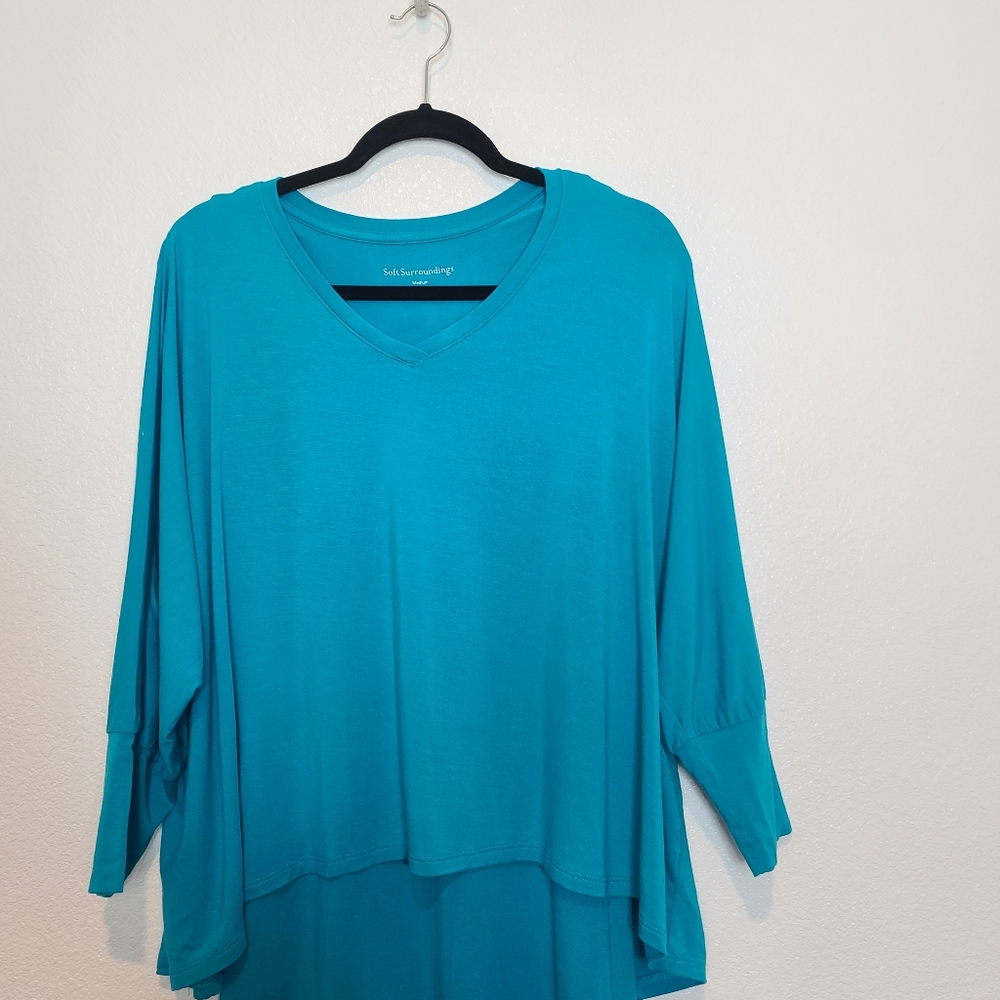 SOFT SURROUNDINGS Indeevar Jersey Knit Tunic Top in Turqoise NWT Size Me… - Picture 4 of 9